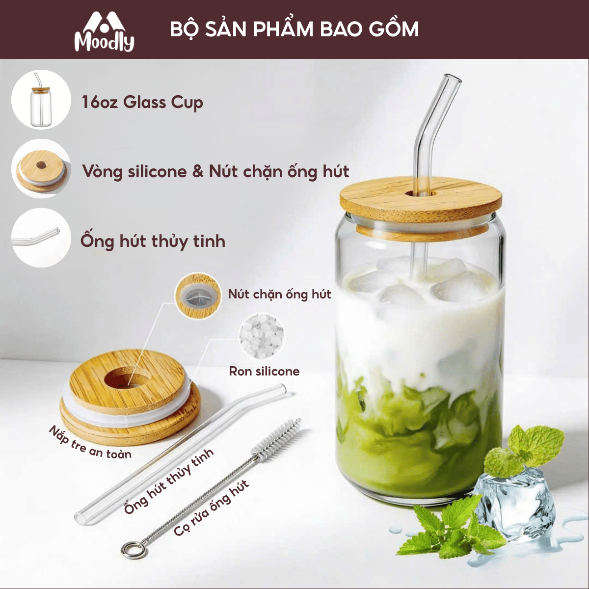 Ly Thuỷ Tinh 𝑴𝒐𝒐𝒅𝒍𝒚 Happy Birthday Quả Dáng Lon Chịu Nhiệt Kèm Ống Hút Và Nắp Gỗ Thể Tích 500ml, Quà Tặng Sinh Nhật Ý Nghĩa 4