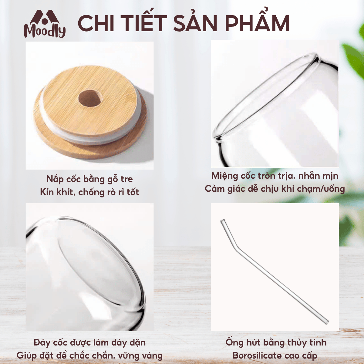 Ly Thuỷ Tinh 𝑴𝒐𝒐𝒅𝒍𝒚 Happy Birthday Quả Dáng Lon Chịu Nhiệt Kèm Ống Hút Và Nắp Gỗ Thể Tích 500ml, Quà Tặng Sinh Nhật Ý Nghĩa 7